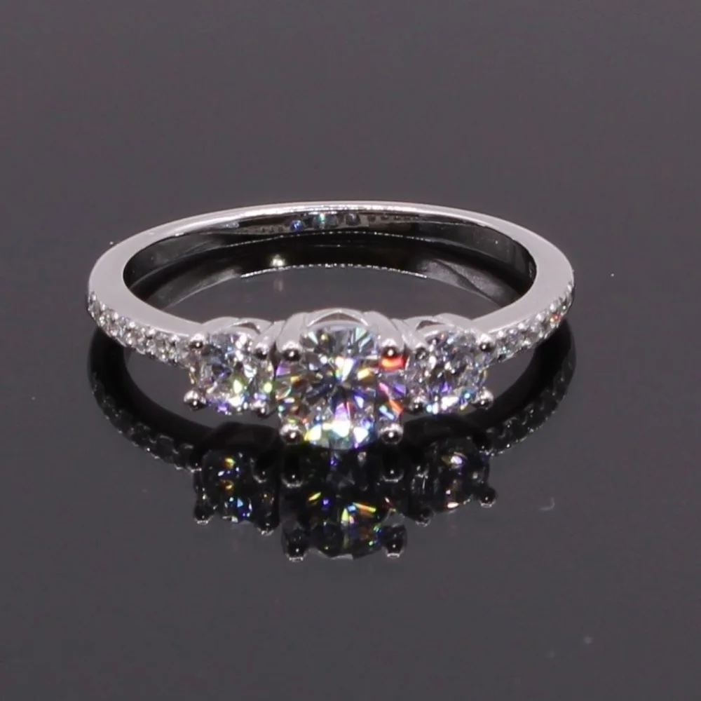 3 Stone 925 Sterling Silver Engagement Ring - Picture 2 of 11